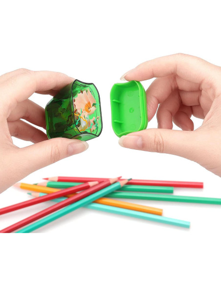 Paquete de 4 Sacapuntas Manuales Doble Orificio Hutou