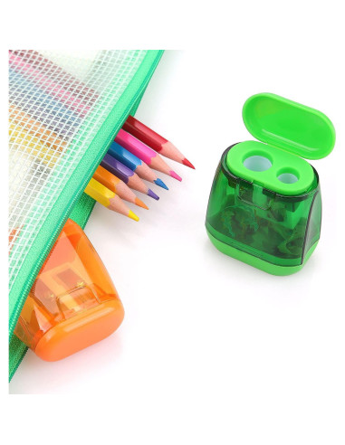 Paquete de 4 Sacapuntas Manuales Doble Orificio Hutou