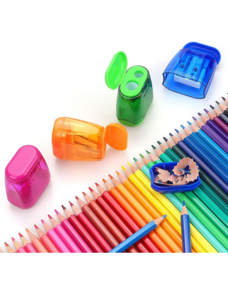 Paquete de 4 Sacapuntas Manuales Doble Orificio Hutou