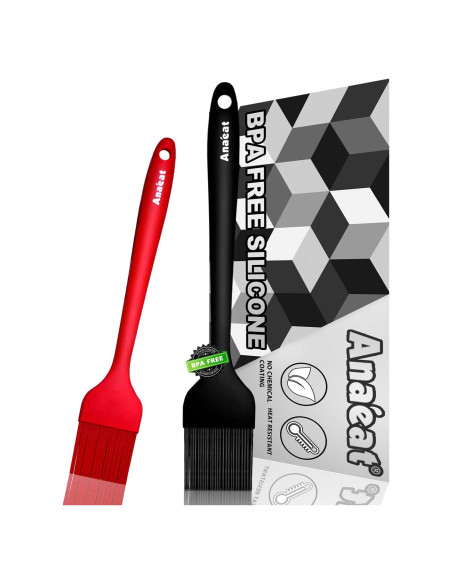 Juego de 2 Brochas de Silicona Anaeat - Resistente al Calor, Higiénicas