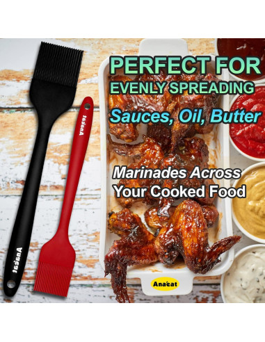 Juego de 2 Brochas de Silicona Anaeat - Resistente al Calor, Higiénicas