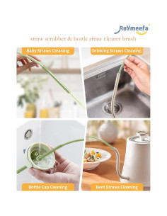 Cepillo Limpiador de Pajitas Raymeefa Silicona Verde 25.4 cm 2