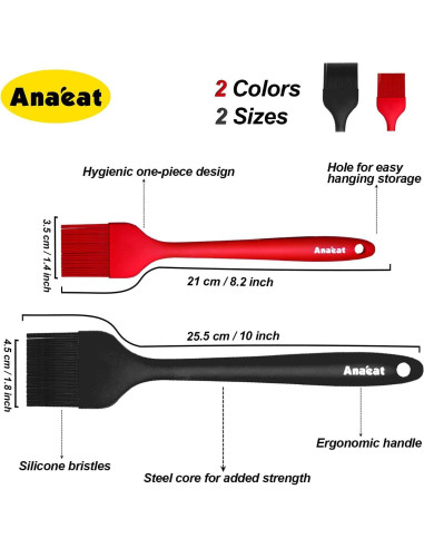 Juego de 2 Brochas de Silicona Anaeat - Resistente al Calor, Higiénicas