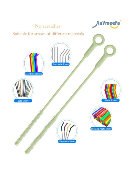 Cepillo Limpiador de Pajitas Raymeefa Silicona Verde 25.4 cm