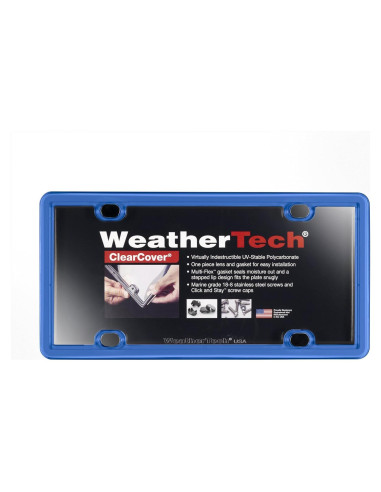 Cubierta y marco de placa de licencia WeatherTech ClearCover azul