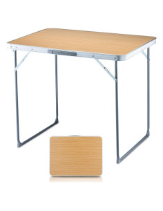 Mesa de Camping FUNDANGO Plegable Amarillo 80x60 cm