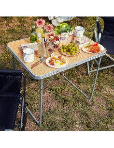 Mesa de Camping FUNDANGO Plegable Amarillo 80x60 cm 2