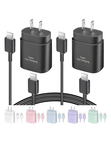 Paquete de 2 Cargadores Rápidos USB-C 25W con Cable 2m