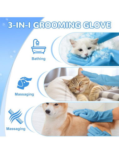 Guantes de Aseo para Mascotas WJWJA - Azul - 27.3x17.9 cm