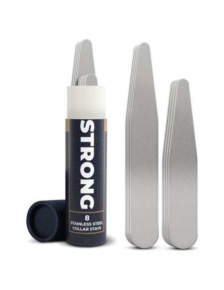 8 Varillas de Metal para Cuellos de Camisas de Hombre - 5.08 y 6.35 cm