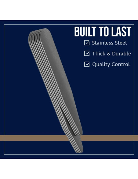 8 Varillas de Metal para Cuellos de Camisas de Hombre - 5.08 y 6.35 cm