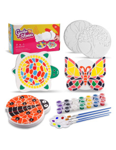 Kit de Pintura IFLOVE para Niños - 5 Piedras de Jardín Multicolor