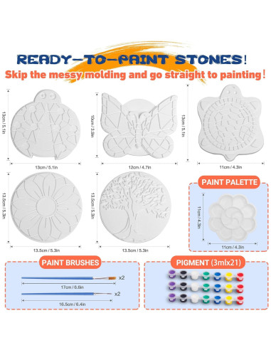 Kit de Pintura IFLOVE para Niños - 5 Piedras de Jardín Multicolor