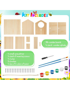 Kit Casa para Aves Liliful DIY con Pintura y Pinceles 15.24cm 2