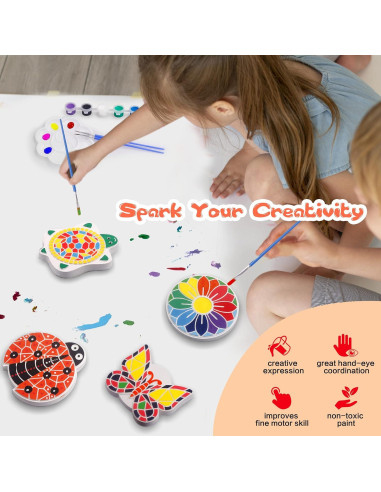 Kit de Pintura IFLOVE para Niños - 5 Piedras de Jardín Multicolor