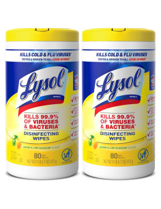 Toallitas Desinfectantes Lysol 80 Unidades Limón Paquete de 2