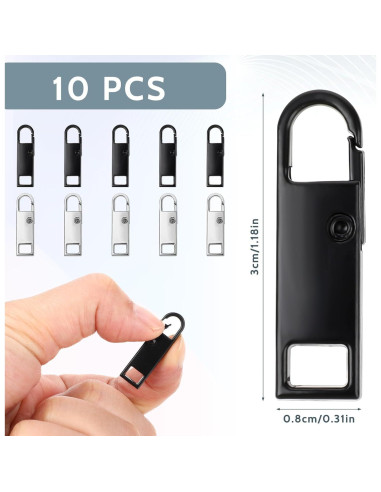 10 Piezas Tiradores de Cremallera Metal Abeillo - Reemplazo Desmontable