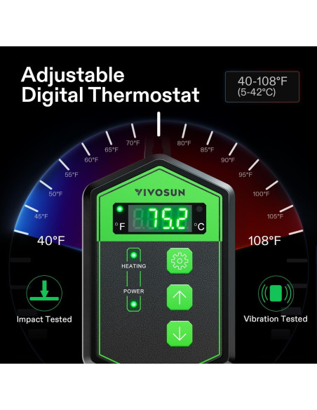 Almohadilla Térmica para Reptiles VIVOSUN 15x20 cm con Termostato