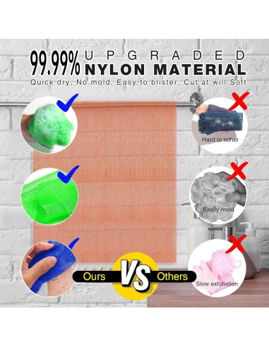 Esponja de Baño Exfoliante UJFQBH 3 Piezas 80 cm Nylon
