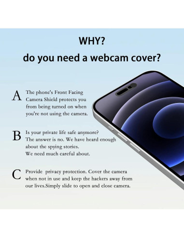 Cubierta de Webcam MakLuen para iPhone 14 Pro/Pro Max - Negro