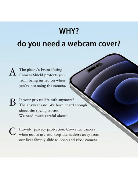 Cubierta de Webcam MakLuen para iPhone 14 Pro/Pro Max - Negro