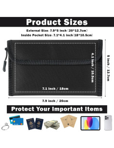 Bolsa de Documentos GQIRIL a Prueba de Fuego y Agua 20.1x12.7cm 2