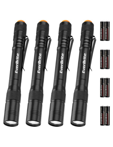 Linterna de Bolígrafo EverBrite 100LM Aluminio Negro - Paquete de 4