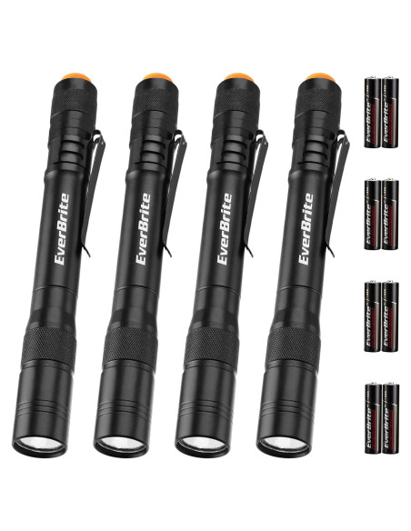 Linterna de Bolígrafo EverBrite 100LM Aluminio Negro - Paquete de 4