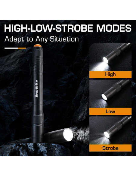 Linterna de Bolígrafo EverBrite 100LM Aluminio Negro - Paquete de 4