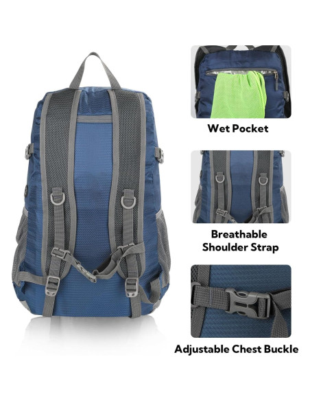 Mochila de senderismo WATERFLY Onj11 30L Plegable Azul