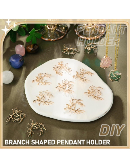 Hicarer 20 Pcs Colgantes de Rama Dorados para Joyería DIY