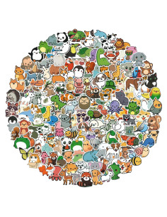 200 Pegatinas Kawaii de Animales YOMELA - Vinilo Impermeable