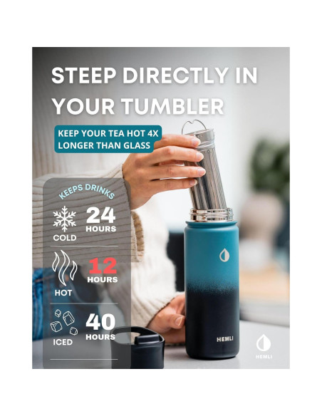 Botella de Té Aislada Hemli 0.5L con Infusor Acero Inoxidable