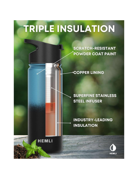 Botella de Té Aislada Hemli 0.5L con Infusor Acero Inoxidable
