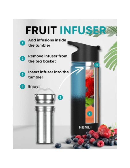 Botella de Té Aislada Hemli 0.5L con Infusor Acero Inoxidable