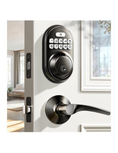 Cerradura Electrónica Veise RZ-C Sin Llave con Manijas - Negro Mate