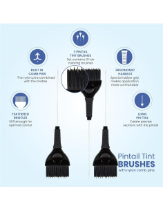 Set de 3 Pinceles de Tinte Pintail con Peine - Negro 2