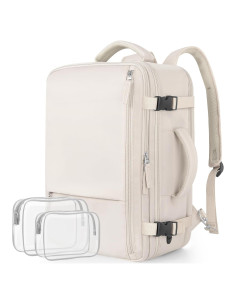 Mochila de Viaje Snoffic Beige 40L Impermeable para Laptop 17.3"