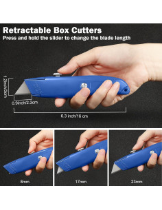 Cuchillos Utilitarios Retráctiles Reginary 20 Pcs Aluminio Azul 2