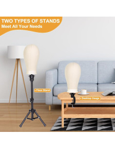 Cabeza de Peluca de Lona PWEOUKE 22" con Soporte Ajustable 2