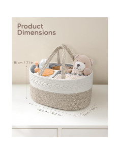 Organizador de Pañales Maliton Grande Algodón Marrón 36.1x22.1x18 cm 2