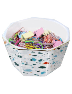 Soporte de Clips de Papel Cerámica LEAZUL Azul Terrazzo