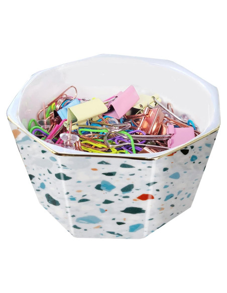 Soporte de Clips de Papel Cerámica LEAZUL Azul Terrazzo Soporte de Clips de Papel Cerámica LEAZUL Azul Terrazzo