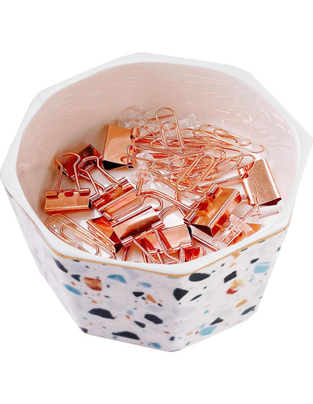 Soporte de Clips de Papel Cerámica LEAZUL Azul Terrazzo Soporte de Clips de Papel Cerámica LEAZUL Azul Terrazzo