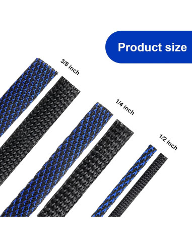 Manga de Cable Trenzada Xuniea 5m 1.27/0.64/0.95cm Negro/Azul