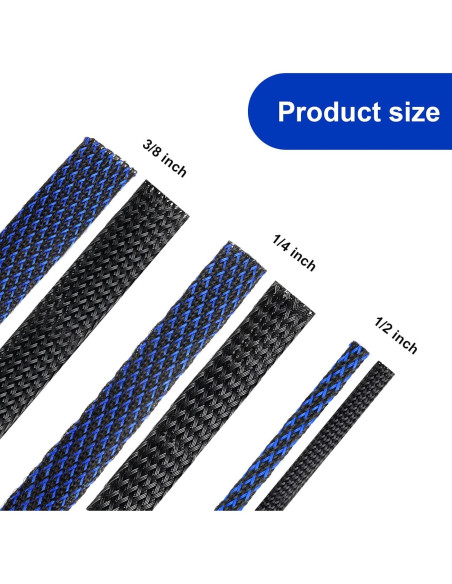 Manga de Cable Trenzada Xuniea 5m 1.27/0.64/0.95cm Negro/Azul