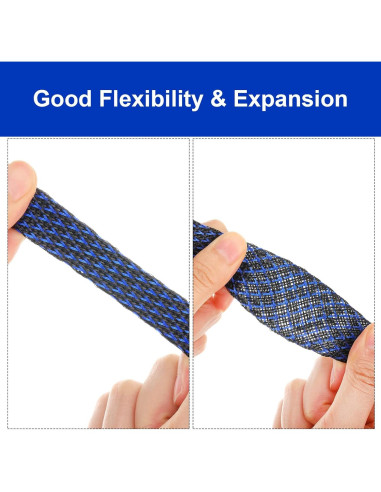 Manga de Cable Trenzada Xuniea 5m 1.27/0.64/0.95cm Negro/Azul