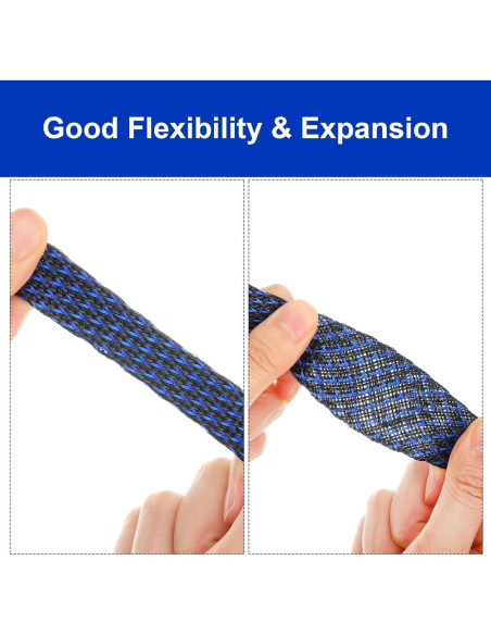 Manga de Cable Trenzada Xuniea 5m 1.27/0.64/0.95cm Negro/Azul