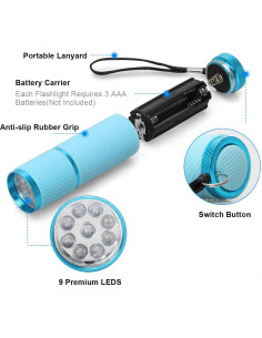 Linterna LED Azul AHIER 9 Unidades Portátil para Camping 2