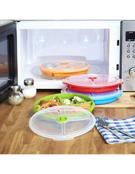 Contenedores de Almacenamiento de Alimentos 2 Piezas Rojo - Platos Divididos 3 Secciones con Tapa Ventilada Contenedores de Almacenamiento de Alimentos 2 Piezas Rojo - Platos Divididos 3 Secciones con Tapa Ventilada
